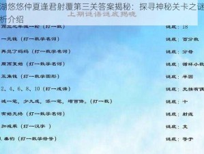 江湖悠悠仲夏逢君射覆第三关答案揭秘：探寻神秘关卡之谜底解析介绍