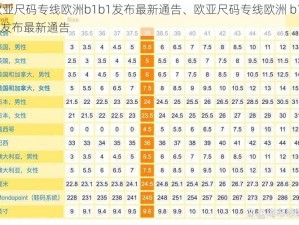 欧亚尺码专线欧洲b1b1发布最新通告、欧亚尺码专线欧洲 b1b1 发布最新通告