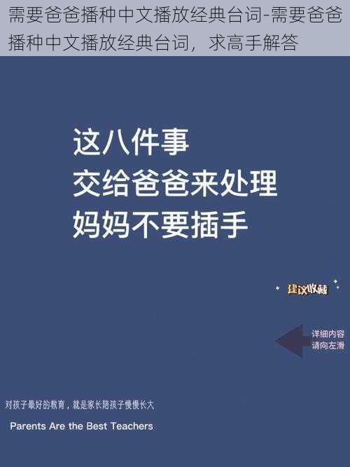 需要爸爸播种中文播放经典台词-需要爸爸播种中文播放经典台词，求高手解答