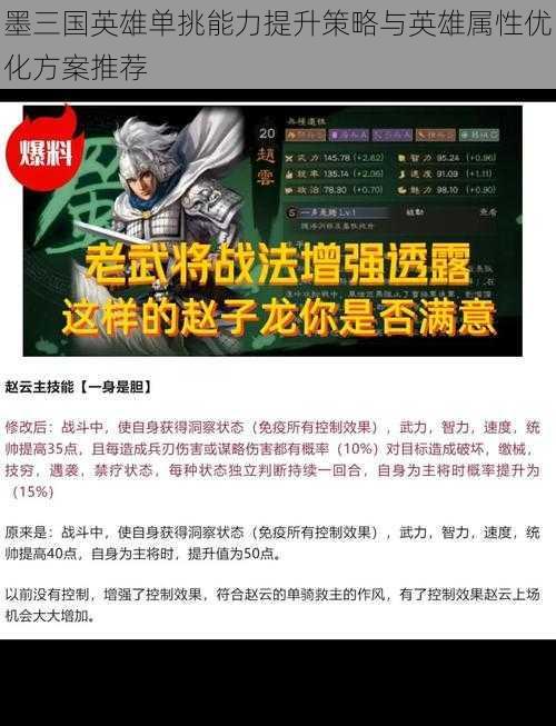 墨三国英雄单挑能力提升策略与英雄属性优化方案推荐