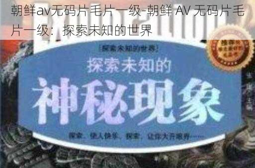 朝鲜av无码片毛片一级-朝鲜 AV 无码片毛片一级：探索未知的世界