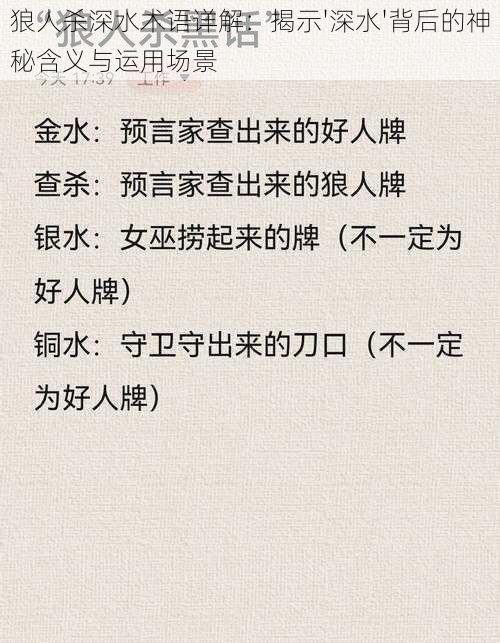 狼人杀深水术语详解：揭示'深水'背后的神秘含义与运用场景