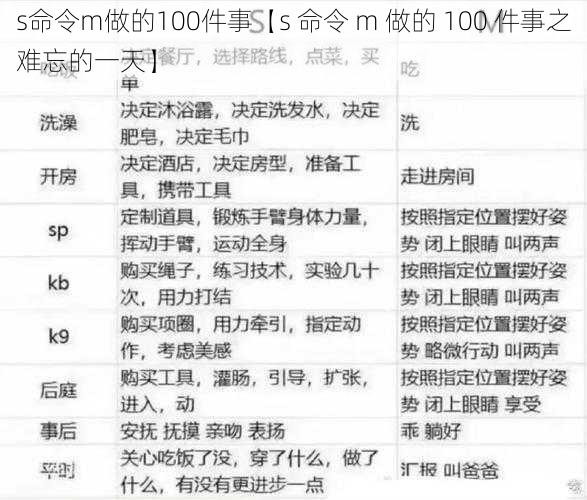 s命令m做的100件事【s 命令 m 做的 100 件事之难忘的一天】