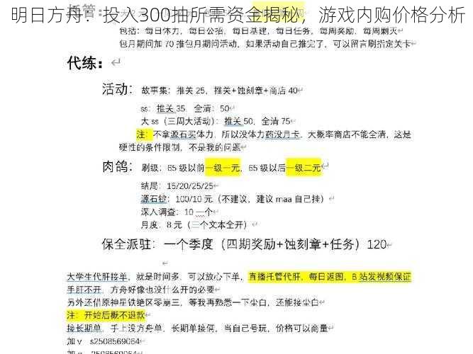 明日方舟：投入300抽所需资金揭秘，游戏内购价格分析