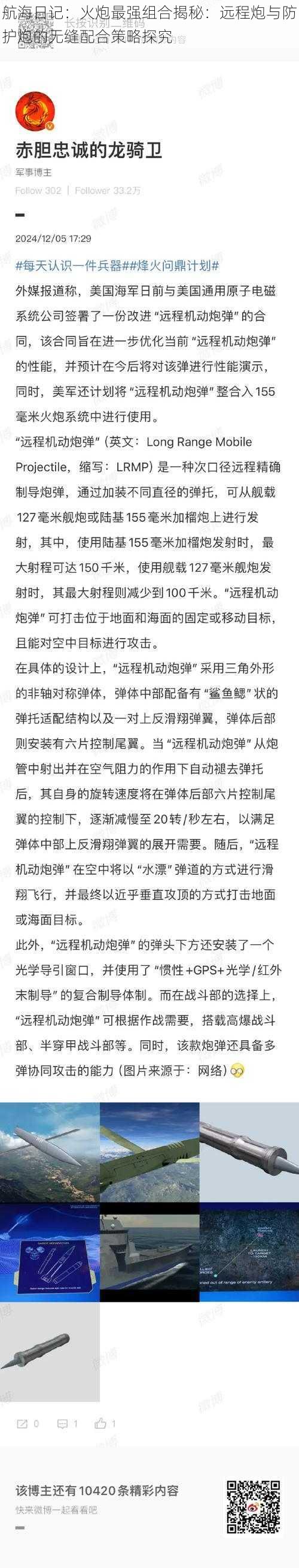 航海日记：火炮最强组合揭秘：远程炮与防护炮的无缝配合策略探究