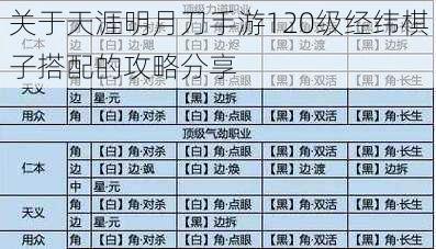 关于天涯明月刀手游120级经纬棋子搭配的攻略分享