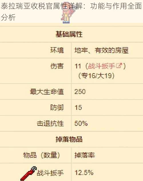 泰拉瑞亚收税官属性详解：功能与作用全面分析